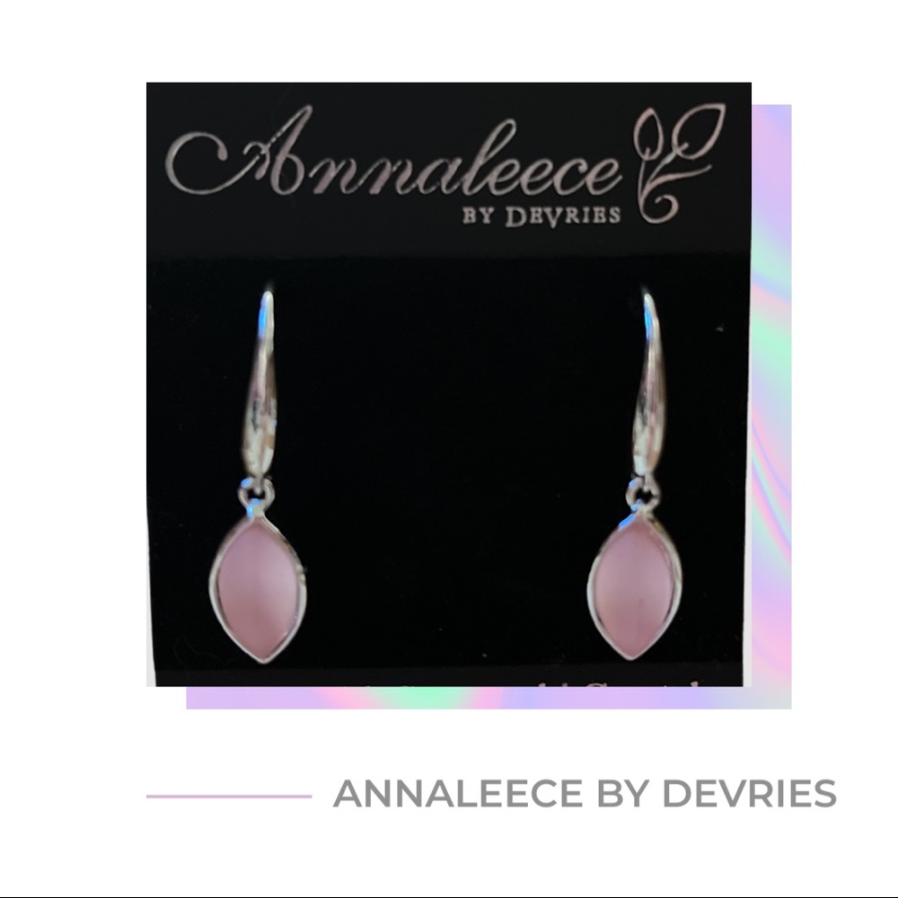 Annaleece By DeVries Pink Teardrop Dangle Earrings
